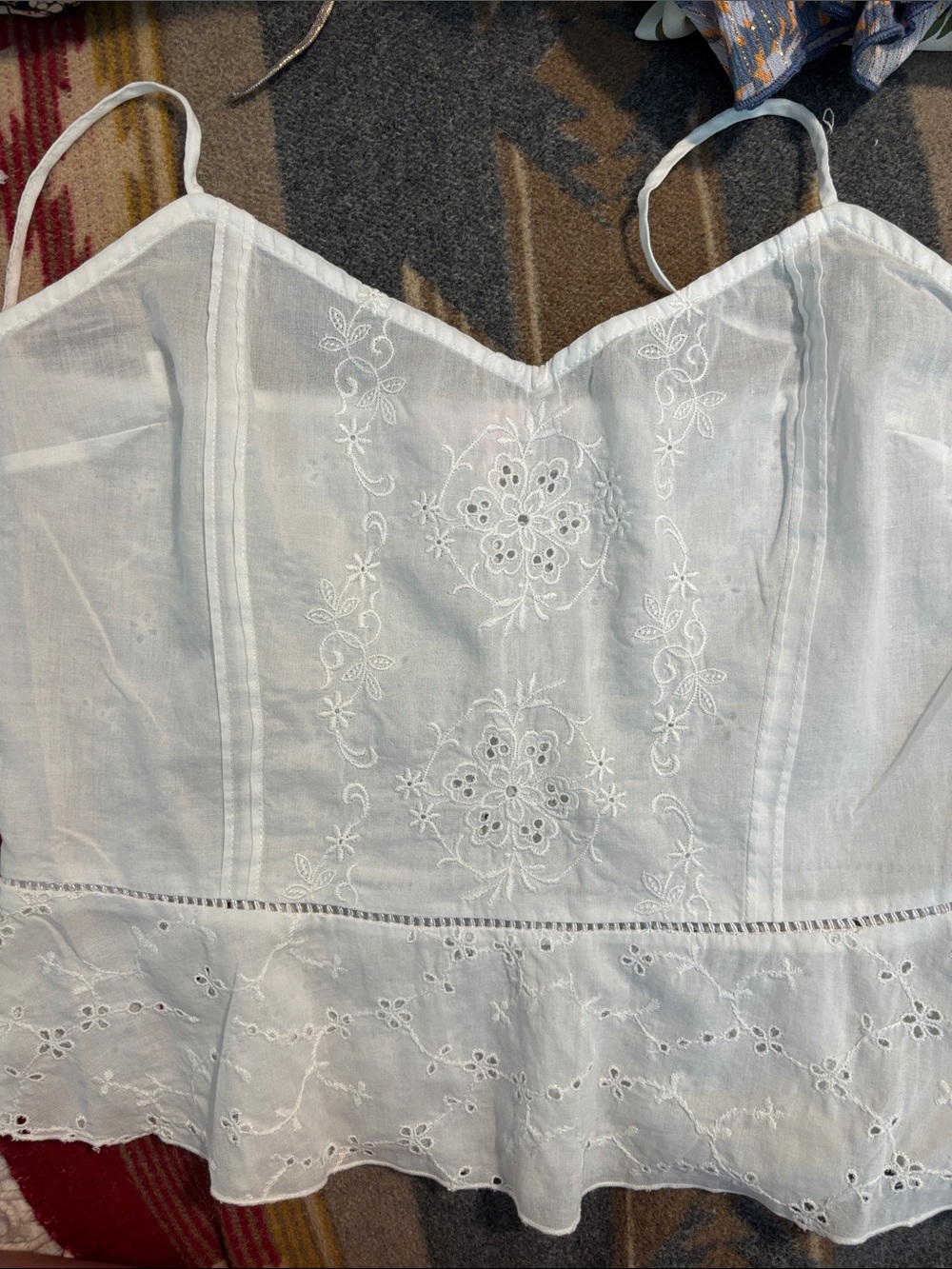 Rebecca Taylor Eyelet Peplum Camisole Top - Picture 9 of 9